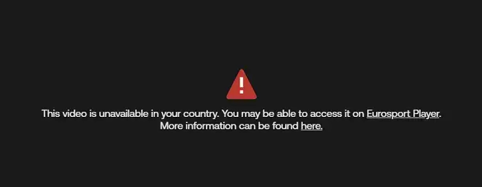 geo restriction error shown on eurosport